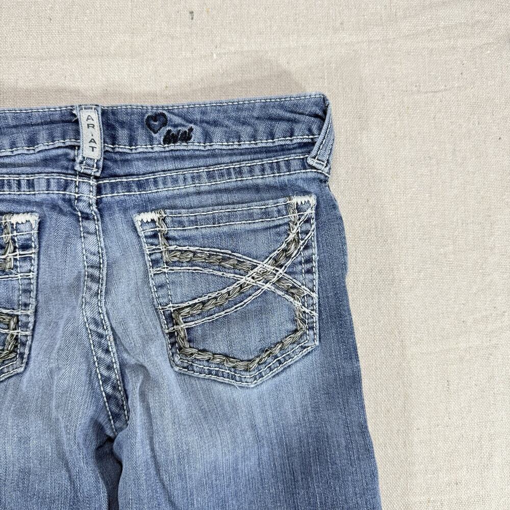 Ariat REAL Girls Boot Cut Jeans Size 12 Light Wash Distressed Western Denim - Picture 7 of 11